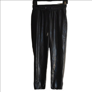Bagatelle Black Faux Leather  Jogger ,  Relaxed Fit. Size Xsmall.
